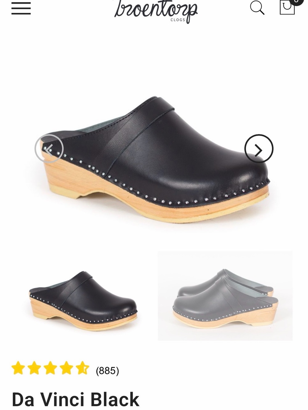 Troentorp sweden made Da Vinci Black Leather Clog - Picture 2 of 6